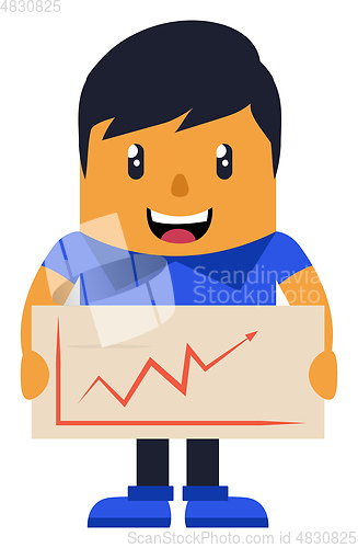 Image of Man with analysis sign, illustration, vector on white background