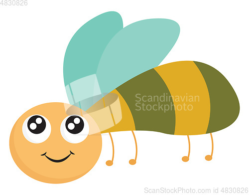 Image of A green and yellow dragon fly vector or color illustration