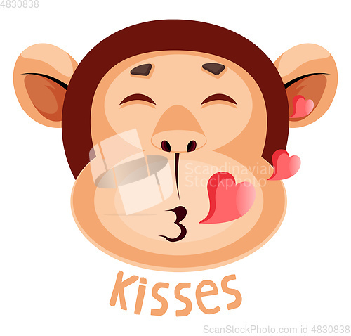 Image of Monkey is sending kisses, illustration, vector on white backgrou