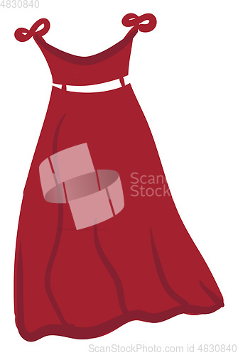 Image of A red long dress vector or color illustration
