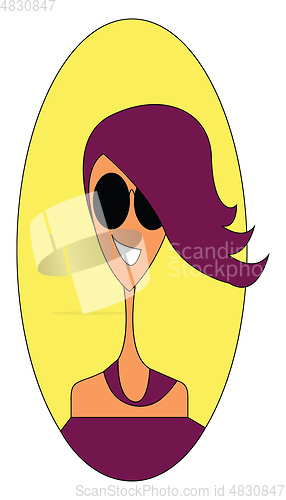 Image of Fashionable girl in purple vector illustration 