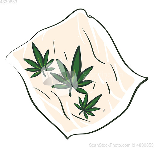 Image of Marijuana leaves on a rolling paper illustration vector on white