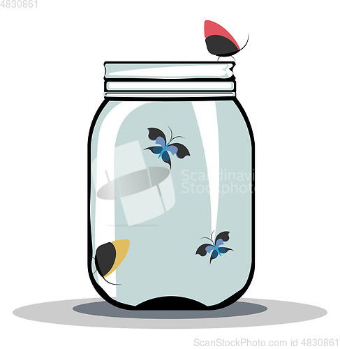 Image of Butterfly in a jar vector or color illustration