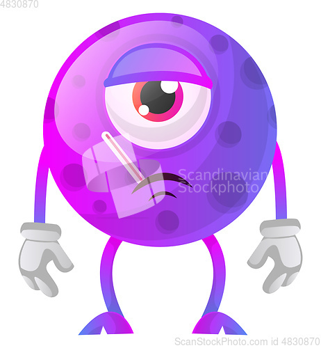 Image of One eyed sick purple monster illustration vector on white backgr
