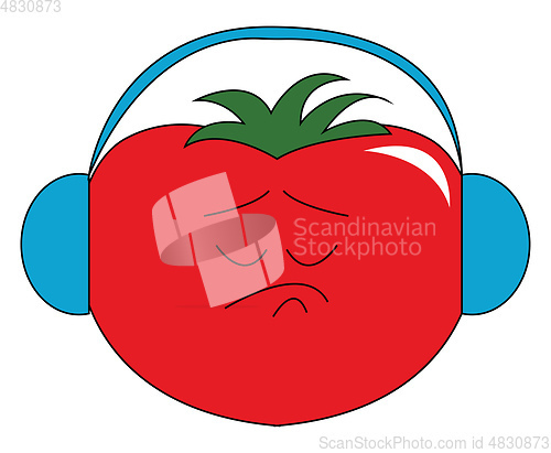 Image of A tomato with headphones vector or color illustration