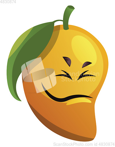 Image of Mango cartoon face not feeling good illustration vector on white