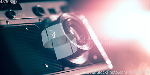 Image of Close up of old retro things shooted with vintage style colors