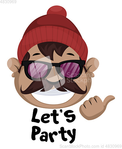 Image of Man is feeling ready for party, illustration, vector on white ba