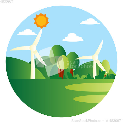 Image of Wind as a energy source illustration vector on white background