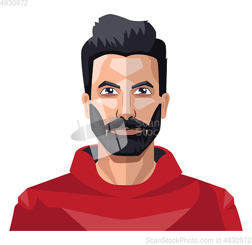 Image of Guy with a full beard in the red shirt illustration vector on wh