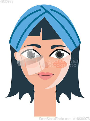 Image of Beautiful girl with blue headband vector illustration 