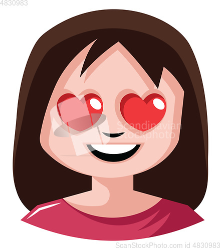 Image of Girl with heart shaped eyes illustration vector on white backgro