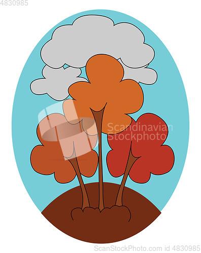 Image of Clipart of the autumn season over blue background vector or colo