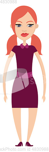 Image of Girl in pink dress illustration vector on white background