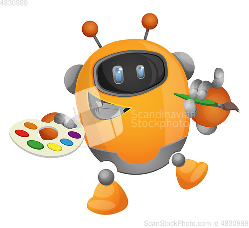 Image of Cartoon robot painter illustration vector on white background