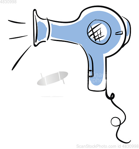 Image of Blue hair dryer vector or color illustration