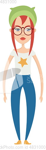 Image of Girl with green hat illustration vector on white background