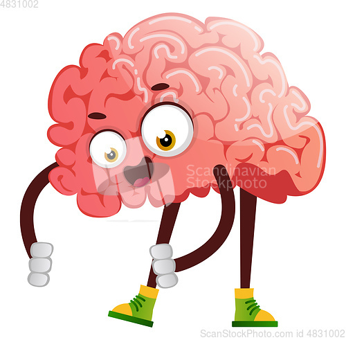 Image of Brain is picking up something, illustration, vector on white bac