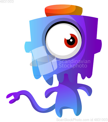 Image of Blue monster with a hat illustration vector on white background