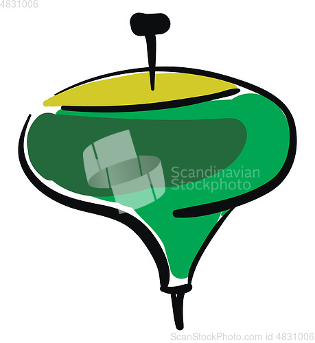 Image of A green spinning top vector or color illustration