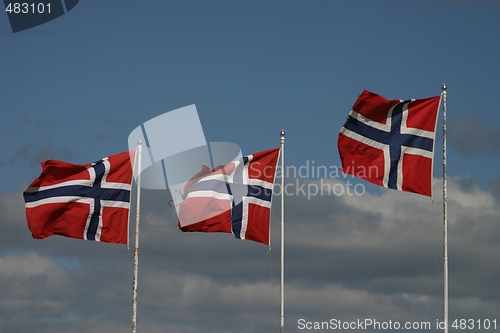 Image of Three Norwegian flags