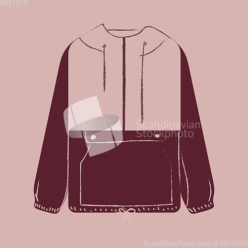 Image of Portrait of a showcase maroon-colored coat over pink background 