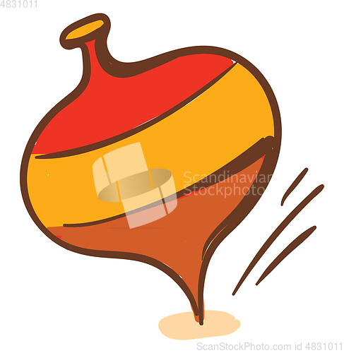 Image of Orange spinning top vector or color illustration