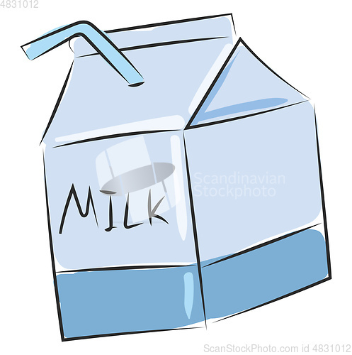 Image of Milk with straw vector or color illustration