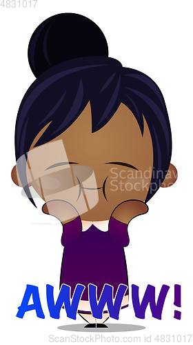 Image of Little girl is feeling cute, illustration, vector on white backg