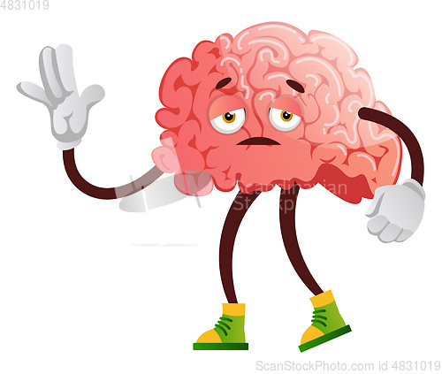 Image of Brain is feeling sleepy, illustration, vector on white backgroun