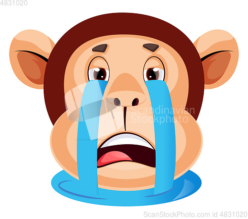 Image of Monkey is crying, illustration, vector on white background.