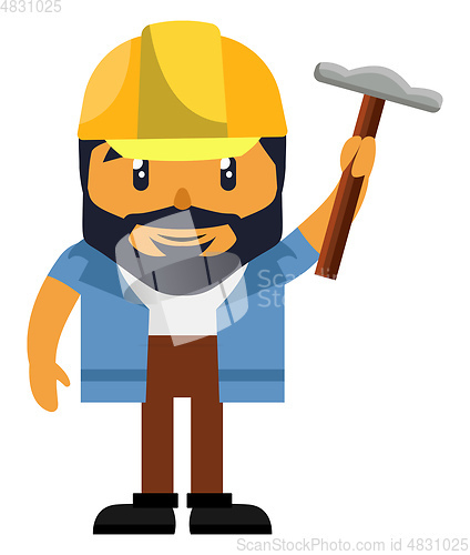 Image of ,Man with hammer illustration, vector on white background.