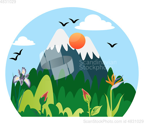 Image of Beautiful nature in the mountains illustration vector on white b