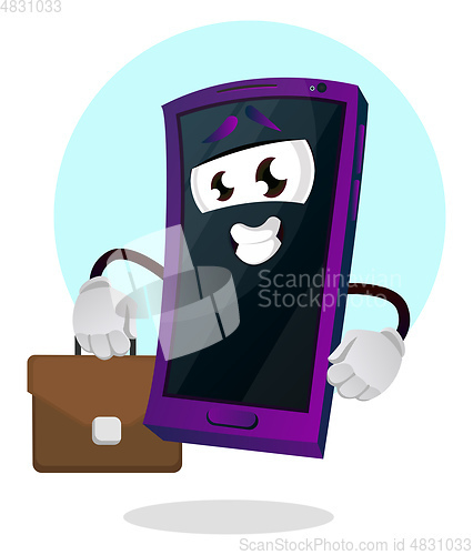 Image of Mobile emoji businessman illustration vector on white background