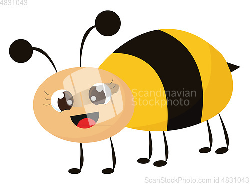 Image of Happy bee vector or color illustration