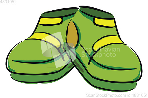 Image of Drawing of a pair of green shoes isolated on a white background 