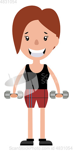 Image of Young woman working out with a set of weights illustration vecto