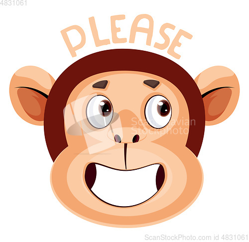 Image of Monkey is saying please, illustration, vector on white backgroun