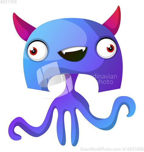 Image of Blue monster with pink hornes illustration vector on white backg