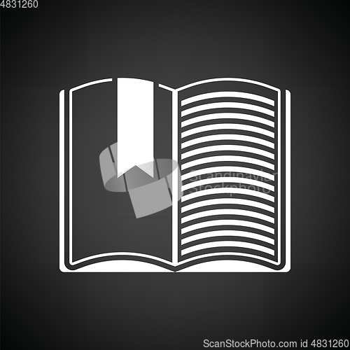 Image of Open book with bookmark icon