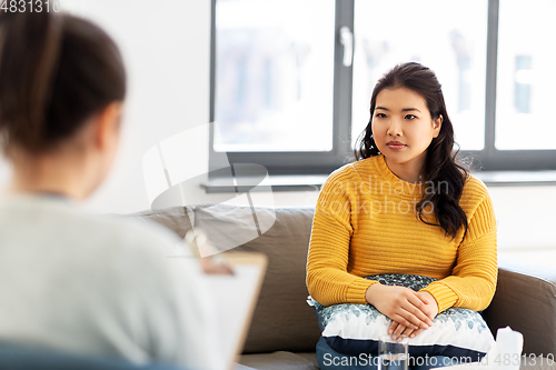 Image of young asian woman patient and psychologist