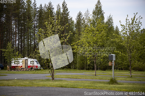 Image of Empty Camping during coronavirus. Family vacation travel RV, hol