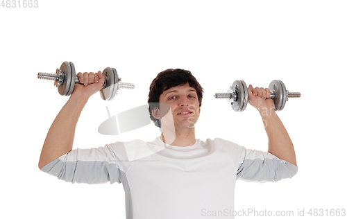 Image of Close up of weight lifting young man