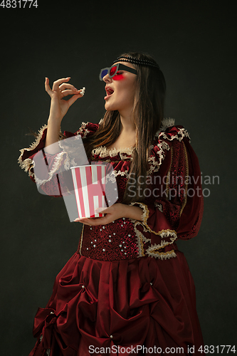 Image of Medieval young woman in old-fashioned costume