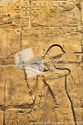 Image of Ancient wall with Egyptian hieroglyphs in the Karnak Temple