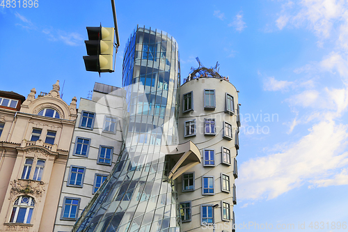 Image of Dancing House (Ginger and Fred). Modern Architecture in Prague.