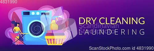 Image of Dry cleaning and laundering concept banner header.