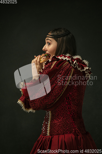 Image of Medieval young woman in old-fashioned costume