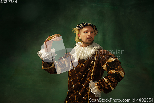 Image of Medieval young man in old-fashioned costume