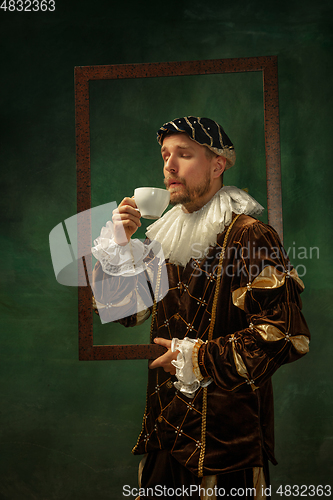 Image of Medieval young man in old-fashioned costume